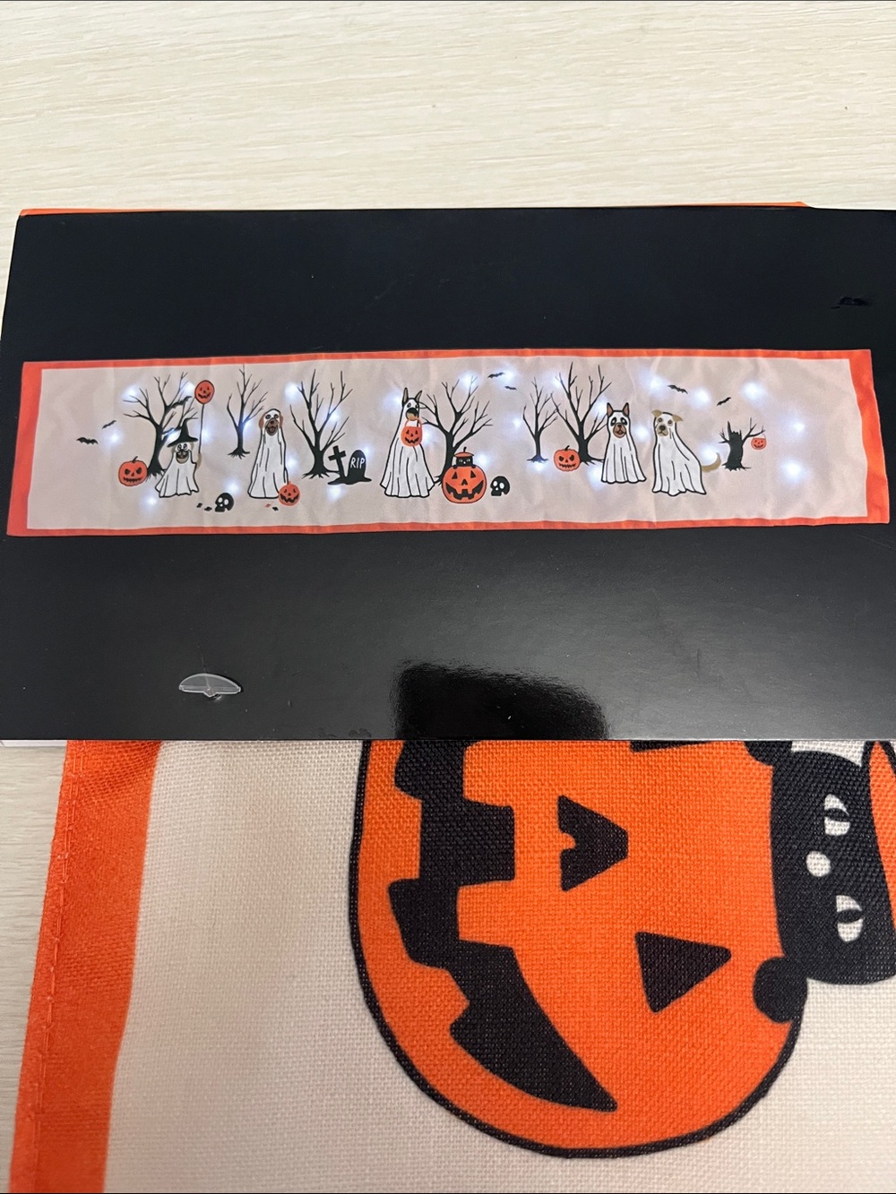 Halloween LED Light Up Ghost & Jack-o'-Lantern Table Runner